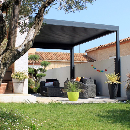 Pergola bioclimatique Lounge perpendiculaire en aluminium