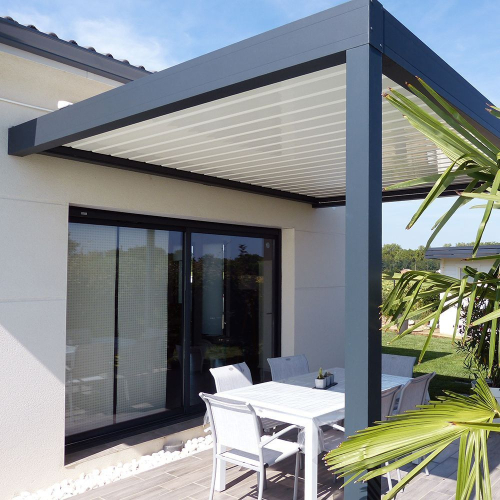 Pergola bioclimatique Lounge perpendiculaire en aluminium