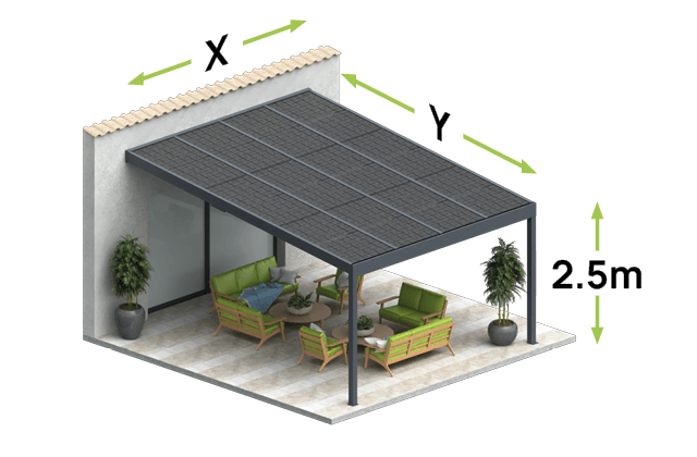 Pergola DESIGN H 1 module 3 panneaux d'avancées