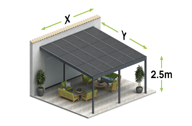 Pergola DESIGN H 2 module 3 panneaux d'avancées