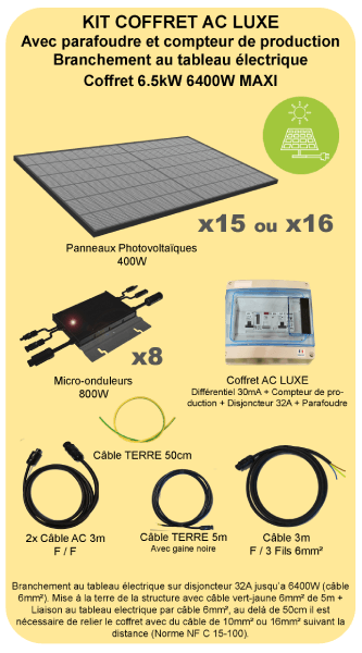 composition kit solaire 15 et 16 panneaux