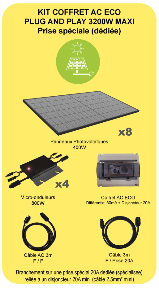 composition du kit avec 8 panneaux solaires