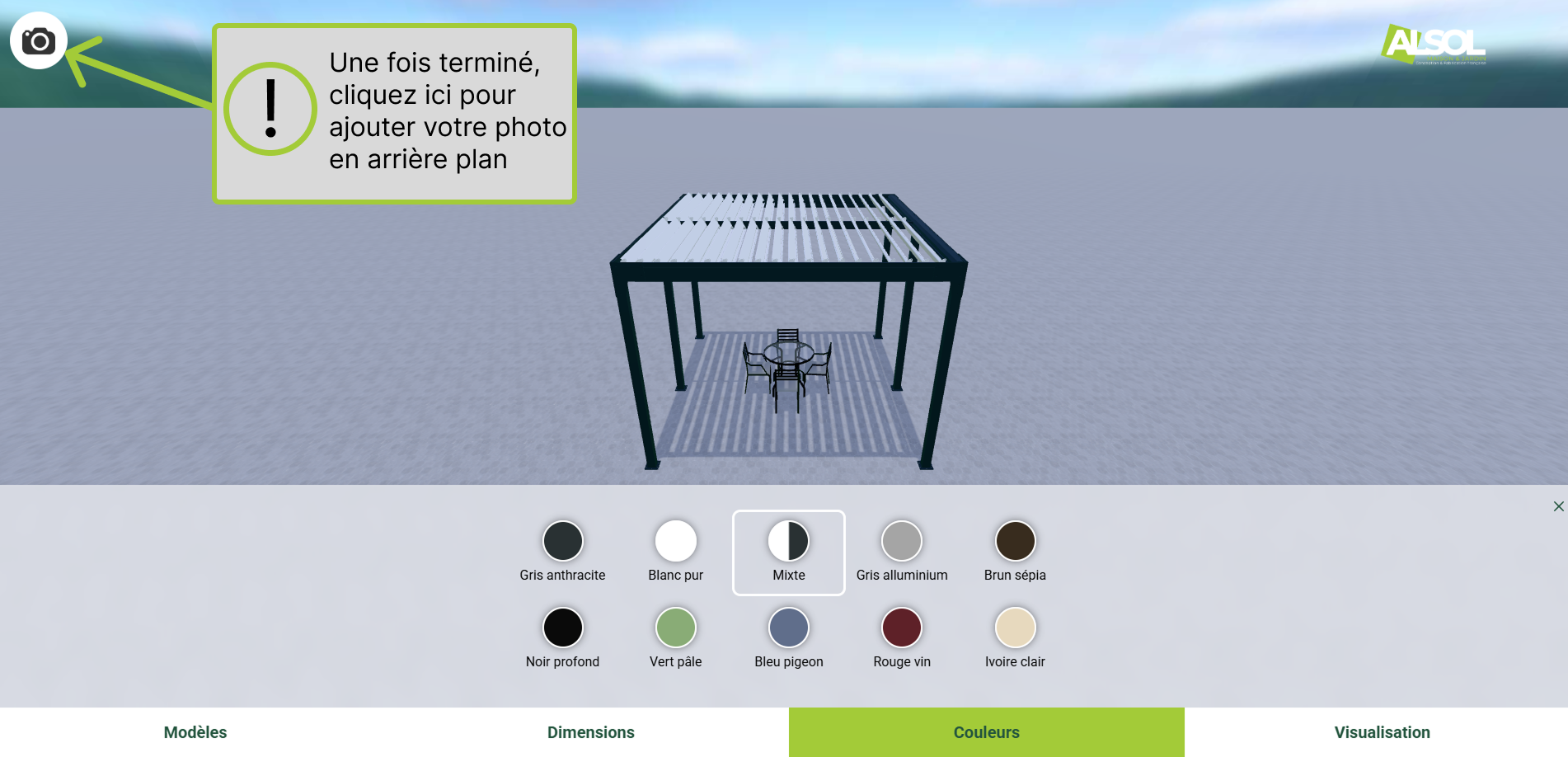Import photo terrasse pour pergola