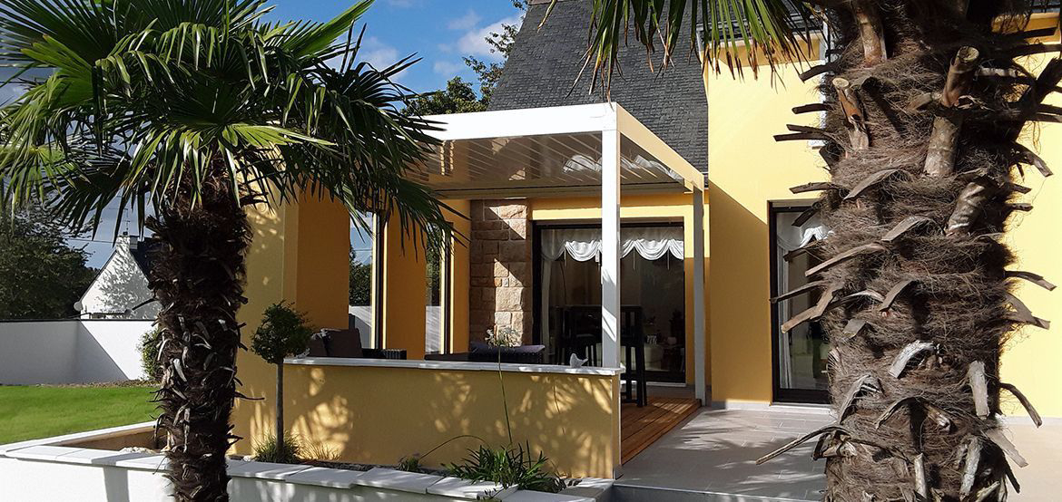 Pergola bioclimatique alu blanc